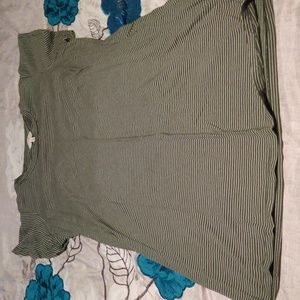 green and white striped dress